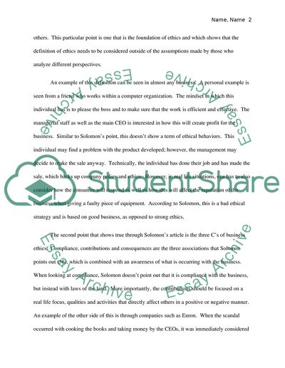 Defining Ethics in Business