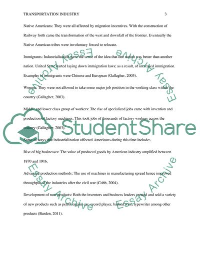 Transportation industry