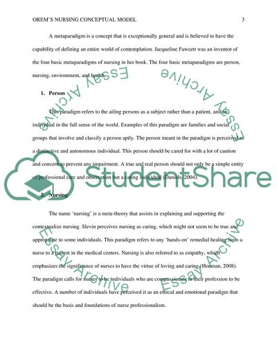 Orems Nursing Conceptual Model
