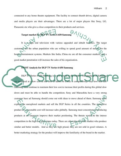 DLP TV Series 6 650 Samsung (marketing strategy)