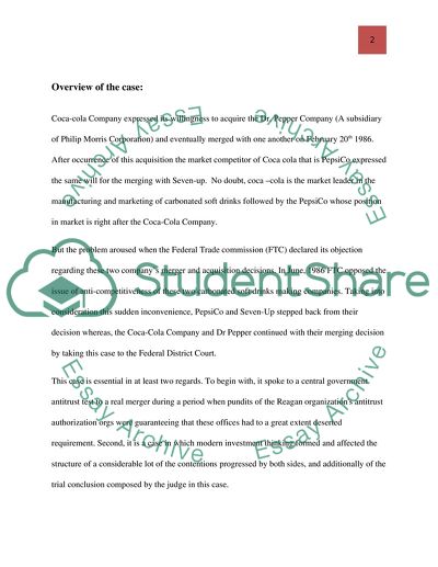 Application of the merger guidelines: The proposed merger of Coca-Cola and Dr Pepper (1986)