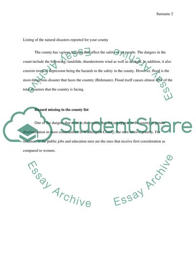 Washington County in Terms of Safety and Natural Disasters