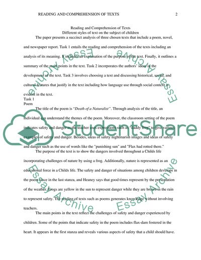 Reading and Comprehension of texts
