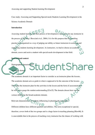 Case study ( Examining Students Learning Development )