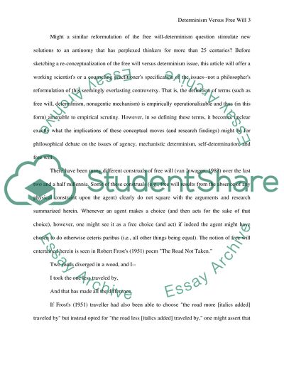 Determinism versus Free Will