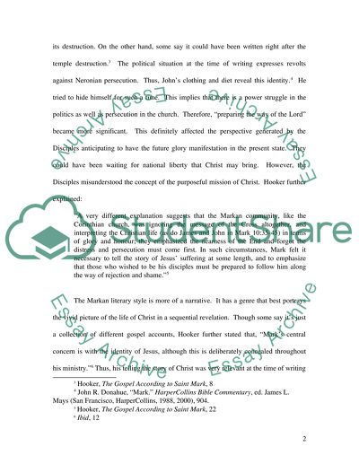 Exegesis and Actualization on the Gospel of Mark Chapter 1