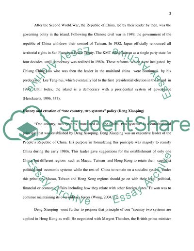 Taiwan and the One Country, Two Systems