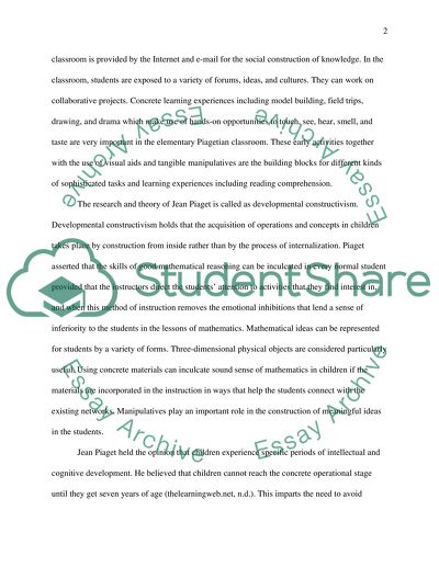 Influence of Piaget on Instruction and Curriculum Development