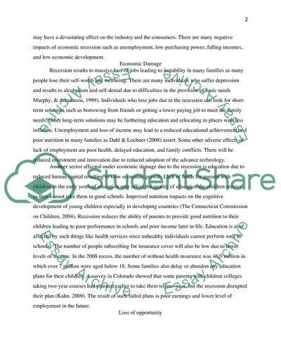 Negative Impact of Economic Recession