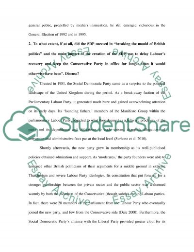 British politics dissertation questions