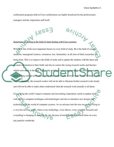 The importance of speaking and writing in the Field of study dealing with Cisco Systems