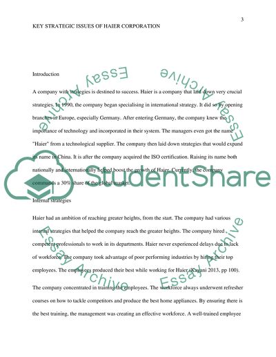 Key Strategic Issues of Haier Corporation