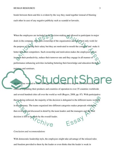 Human Resource Practices within Kelloggs