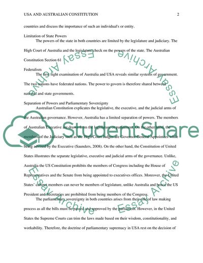 The Analysis of the USA and Australian Constitution