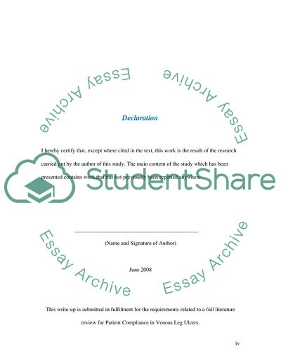Patient Compliance in Venous Leg Ulcers