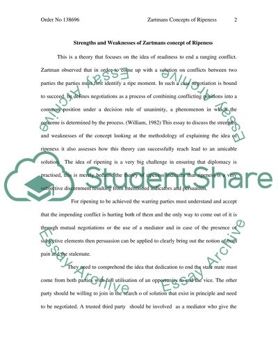 Strengths and Weaknesses of Zartmans concept of Ripeness