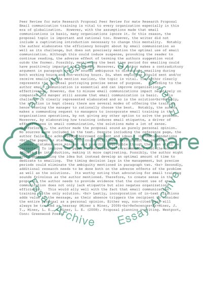 Peer Review for Classmate Research Proposal - Peer 2