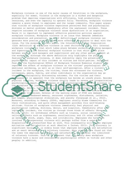 The psychological implications of workplace violence