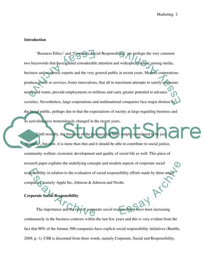 Marketing Strategy and Planning - Corporate Social Responsibility in Relation to Three Companies