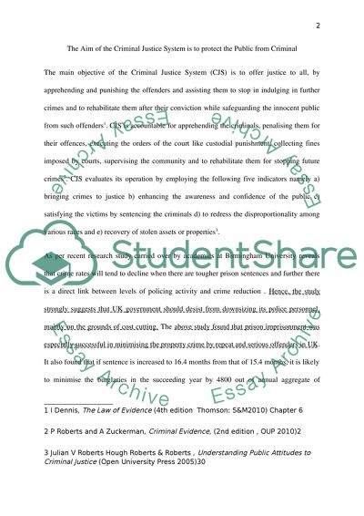 The Aim of the Criminal Justice System Is to Protect the Public From Criminal