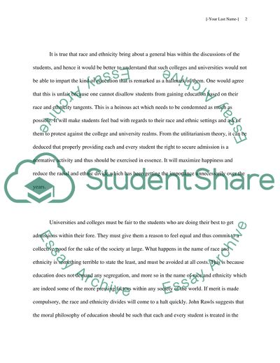 Race or Ethnicity Factor in Admission