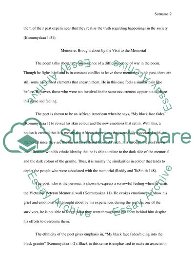 The poem Facing It by Yusef komunyakaa