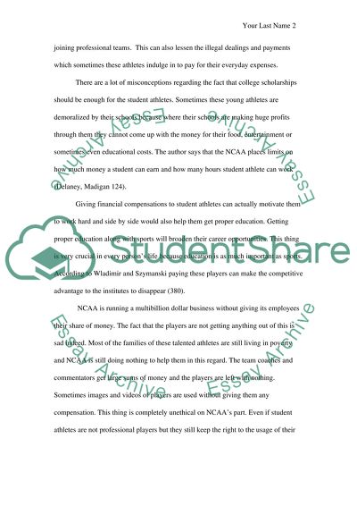 Persuasive speech on NCAA should allow financial compensation to collegiate athletes