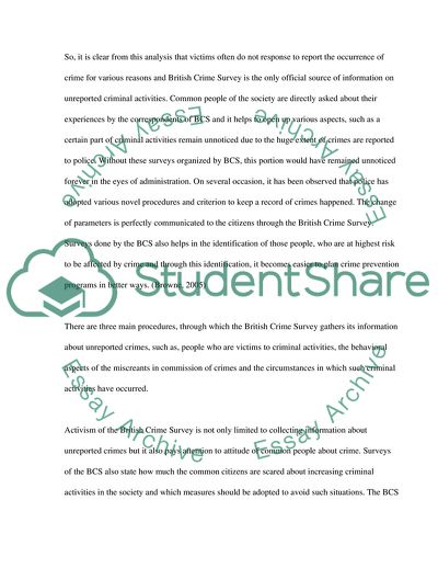 British Crime Survey: Unreported Criminal Activities