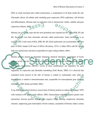 Role of Histone Deacetylase in Cancer