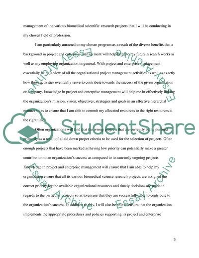 M.Sc. Project and Enterprise Management Application