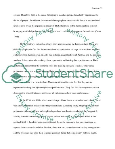 Relationship of Dance to Representing Cultural Identities