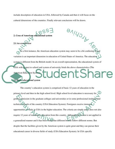 The difference Between U.S.A and Canada in Education and Culture