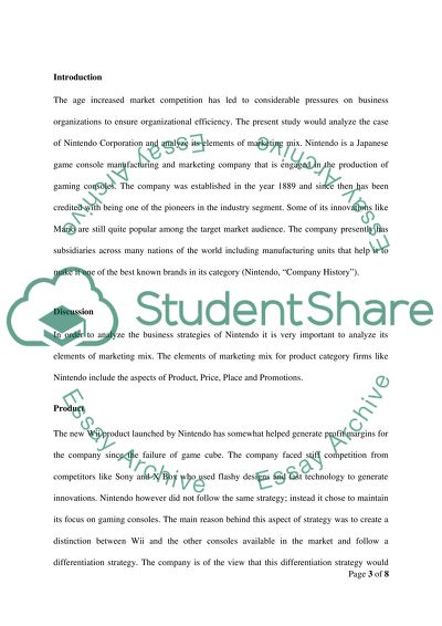 Marketing Mix for Nintendo Wii