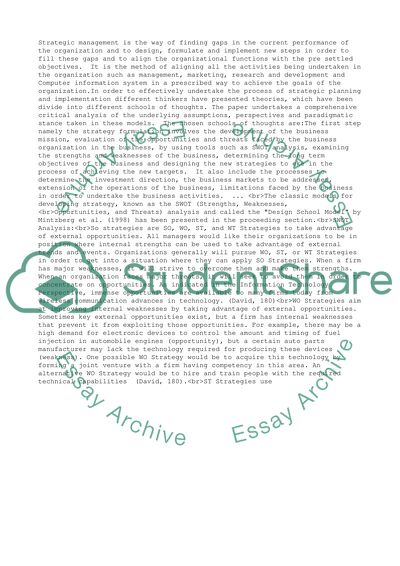 A critical analysis of schools of strategic management