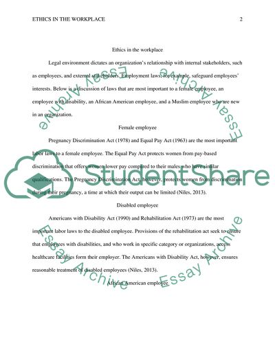 Ethics in the workplace