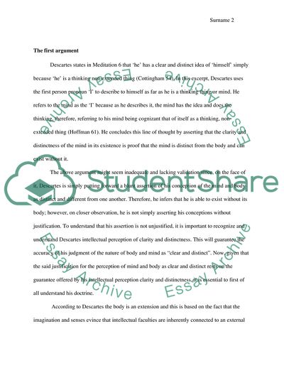 Descartes: Sixth Meditation and Distinctness of Body and Mind