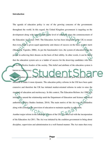 Critical Evaluation of the Varying Ways in Which Educational Policy Has Been Meritocratic