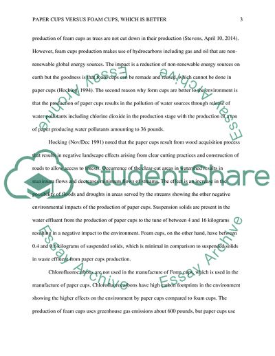 Paper Cups versus Foam Cups