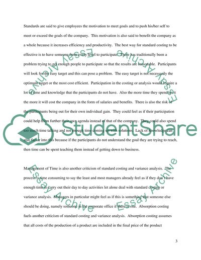 Criticisms of Standard Costing and Variance Analysis