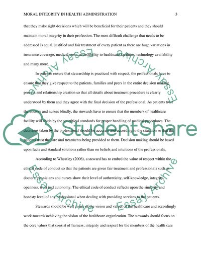 Moral Integrity in Health Administration