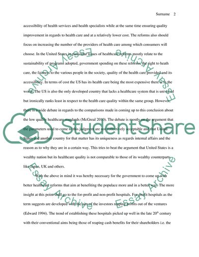 The affect of the healthcare reform on for-profit vs. non-profit hospitals