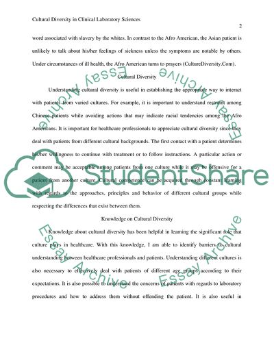 Cultural Diversity in clinical laboratory sciences