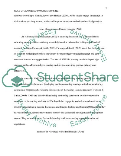 Role of Advance Practice Nurse