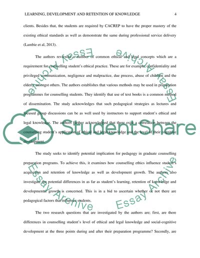 Learning, Development, and Retention of Knowledge in Works Lambie and Mullen