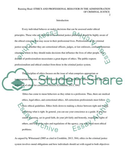 Ethics and Professional Behavior in the Administration of Criminal Justice