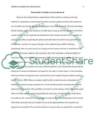 Mobile marketing research