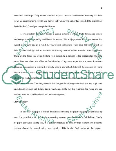 The Psychological Problem Faced by Men