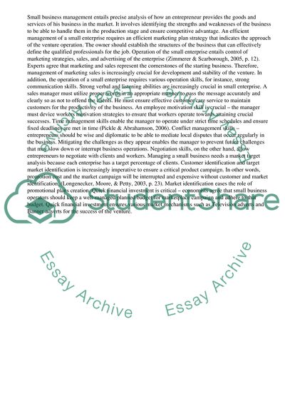 Small Business Management Evaluation