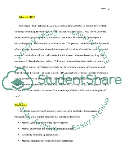 Personal Digital Assistants and Nursing