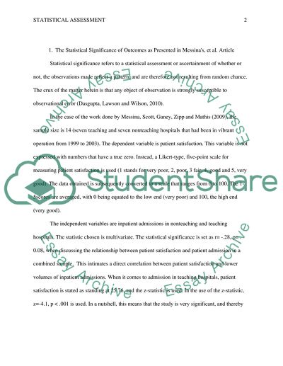 Coyne and Messina Articles, Part 2 Statistical Assessment